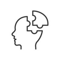 Human head with missing puzzle pieces. Representing a concept of problem solving, creativity, and cognitive function. Ideal for educational materials, business presentations, and psychological themes vector