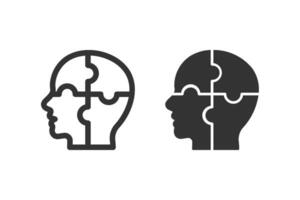 Mind puzzle icon set. human head with puzzle assembled, representing the mind and problem-solving abilities. Ideal for concepts related to psychology, thinking, and creativity vector