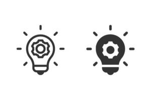 Light Bulb with gear icon set. Symbolizing innovation, ideas, and problem-solving. Suitable for business, technology, and creative concepts vector