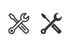 Engineering Tools Icon. including a screwdriver and a wrench. Suitable for use in design, web development, and various other projects requiring a symbol of repair, construction, or settings vector