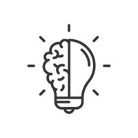 Brain with lightbulb icon. Symbolizing creativity, innovation, brilliant idea, and problem solving vector