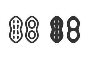 Peanut icon set. Outline and glyph of peanut icons for web design. color editable vector