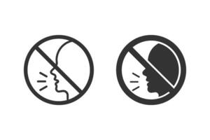No talking sign. Silhouette illustration of quiet zone or a directive to refrain from speech. Ideal for use in educational, medical, or public service contexts vector