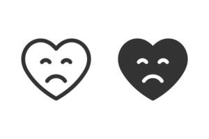 Sad heart icon set. Representing sadness, heartbreak, or negative emotions vector
