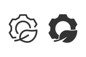 icon representing a cogwheel combined with a leaf, symbolizing eco-friendly or sustainable technology and environmental awareness. vector