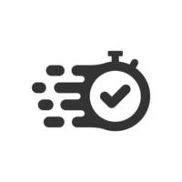 Stopwatch with checkmark icon. symbolizing quick response, speed, efficiency, and a completed task. Suitable for deadlines, time management, and successful completion. vector