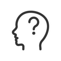 Thinking and question mark icon. concept representing thought, questions, confusion, or problem-solving. Perfect for use in educational or business contexts. vector