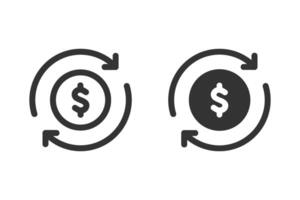 Money exchange or currency conversion icon set. Dollar sign with arrows, suitable for financial applications or business presentations. vector