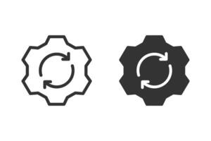 Gear with a circular arrow icon. symbolizing update or process. Perfect for technology, engineering, and business concepts vector