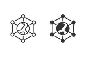 Global network icon set. Representing global connection, communication, and technology. vector
