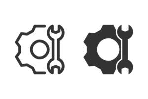 gear and wrench icon set. representing mechanics, settings, repair, or configuration. Perfect for ui design, website elements, or any project related to engineering, tools, or service vector