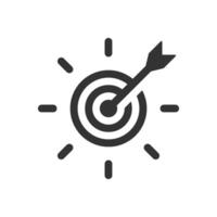Target achieved icon. Target with an arrow hitting the bullseye. Suitable for representing success, goals, focus, and achievement. Ideal for business presentations, marketing, or educational vector
