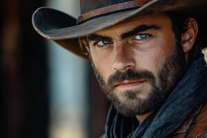Cowboy Ready for a Duel in a Wild West Town - An Authentic Representation of Western Culture and Historical Theme photo