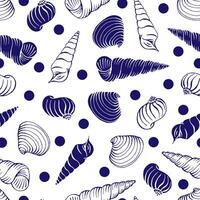 Seamless pattern with seashells Hand drawn illustration. vector
