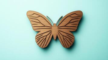 Elegant Simple Wooden Butterfly Silhouette on a Soft Background Ideal for Creative Projects and Nature Themes photo
