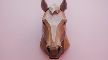 Realistic and Rustic Wooden Horse Head Sculpture Perfect for Home Decor and Equestrian Enthusiasts photo