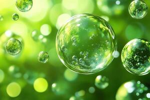 Abstract Green Bubbles and Bokeh Background - Ideal for Creative Projects and Designs photo