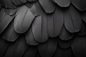 Close-Up Image of Black Bird Feathers Ideal for Nature Themed Projects and Artwork photo
