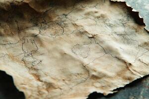 Aged and Weathered Parchment with Torn Edge Ideal for Historical Document Backgrounds and Creative Projects photo