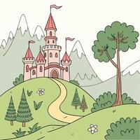 Fairytale Castle in Mountains Illustration vector