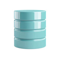 3D rendering of a light blue database server stack on a transparent background Concept of data storage, cloud computing, and information technology png