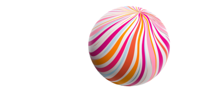 Abstract Sphere with Colorful Stripes on Transparent Background, a Vibrant 3D Rendering for Modern Design and Decorative Elements png
