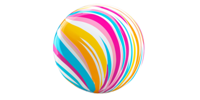 Abstract colorful sphere with vibrant stripes on a transparent background, showcasing modern design and playful, dynamic energy png
