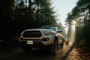 Off-road truck in forest photo