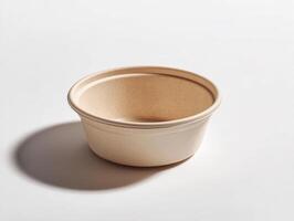 Compostable disposable bowl made from natural pulp photo