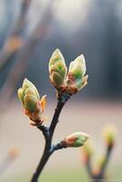 Spring buds on branch photo