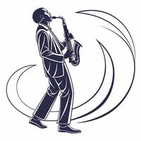 Stylish Saxophonist Alto Sax Player Illustration Jazz Music Graphic. vector