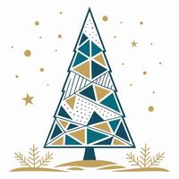 Geometric and Gold Christmas Tree vector