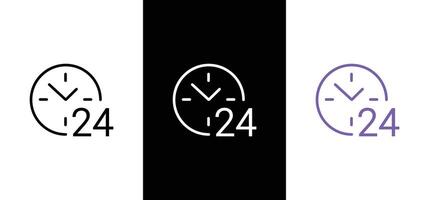 24 hours icon logo. Twenty four hours icon Illustration. vector