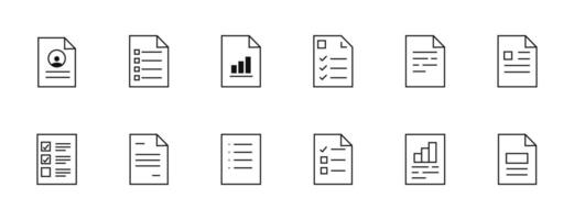 Audit document line icon set. Report symbol. Inspecting sign. illustration. vector