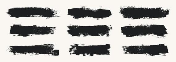Black set paint, ink brush, brush strokes, brushes, lines, frames, box, grungy. Grungy brushes collection. Brush stroke paint boxes on white background - stock . vector