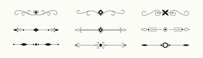 Dividers doodles Illustration set. Vintage elegant ornament divider collection. Classic divider and frame element for design. Swirl floral element collection vector
