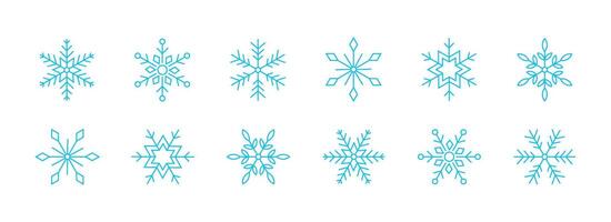 Snowflake icon collection for winter holiday decoration. Set of snowflake icons. Christmas and New Year icon collection vector