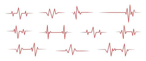 Heart beat line. Simple collection of cardiogram related line icons. vector