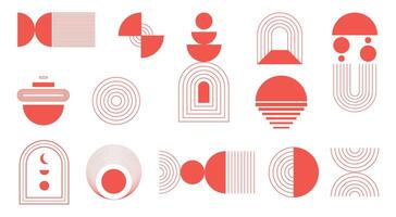 Abstract boho aesthetic geometric shape set stock illustration vector