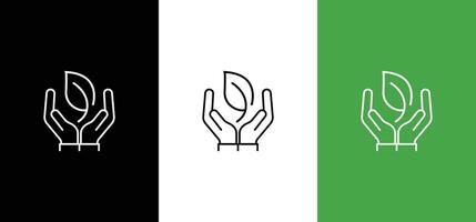 Plant, sprout in a hand icon. Line, glyph and filled outline colorful version, Hand holding plant leaf outline and filled sign. vector