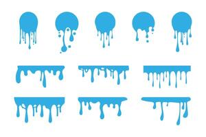 Paint splash shape colorful set. Round ink splatter flat collection, decorative shapes liquids. Set of blue paint splashes. vector