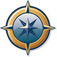 A compass icon with a star in the center vector
