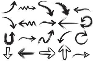 Hand Drawn Arrow Brush Set, Collection of Sketchy Arrows in Multiple Directions, Curved and Swirled Brush Strokes, Perfect for Infographics, Presentations, Web UI, and Design Elements vector