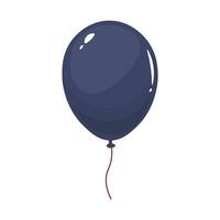 Glossy blue balloon with string in flat design. Shiny holiday decoration. illustration isolated. vector
