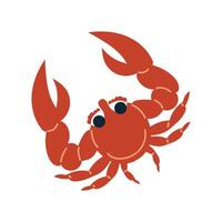 Red crab flat in flat design. Seafood ingredient and crustacean menu. illustration isolated. vector