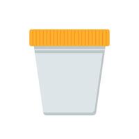 Urine analysis container in flat design. Plastic tube for laboratory exam. illustration isolated. vector