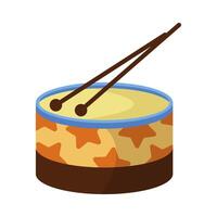 Toy drum with sticks in flat design. Colourful percussion with drumsticks. illustration isolated. vector