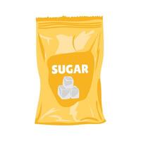 White sugar cubes in package in flat design. Sweet product in packet. illustration isolated. vector