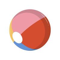 Striped beach ball in flat design. Inflatable colourful toy for children. illustration isolated. vector