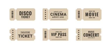 Tickets. Retro Ticket templates. Set of vintage tickets vector